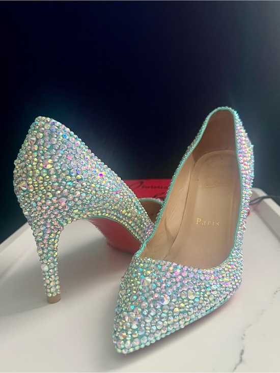 Christian Louboutin Shoes - Christian Louboutin Tiffany Blue Swarovski Crystal Strass Kate Heels 36.5